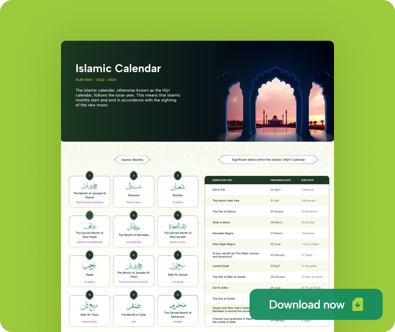 Islamic Calendar Download Form