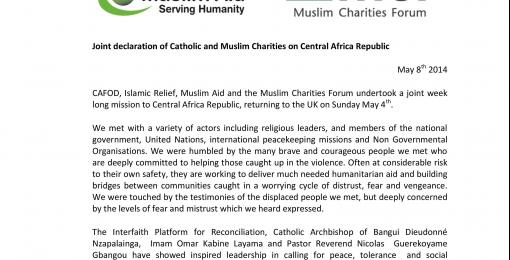 Muslim Aid Warns of Food Crisis in Central African Republic (CAR)